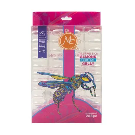 gellyalmond Tips Press On Almond Cristal GELLY 288 Pz