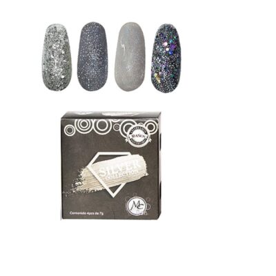 Acrílicos de 4 pz MC Nails Silver